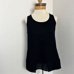 Express Black Sleeveless Sheer Blouse Half Open Back Sz XS (461)